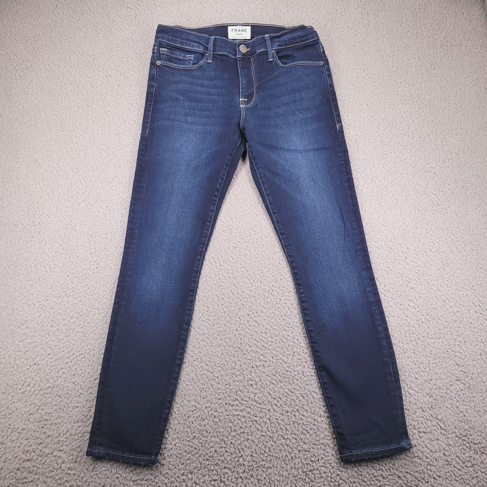 FRAME Jeans Size 28 Le Skinny de Jeanne Crop Bonn Dark Wash Stretch Denim